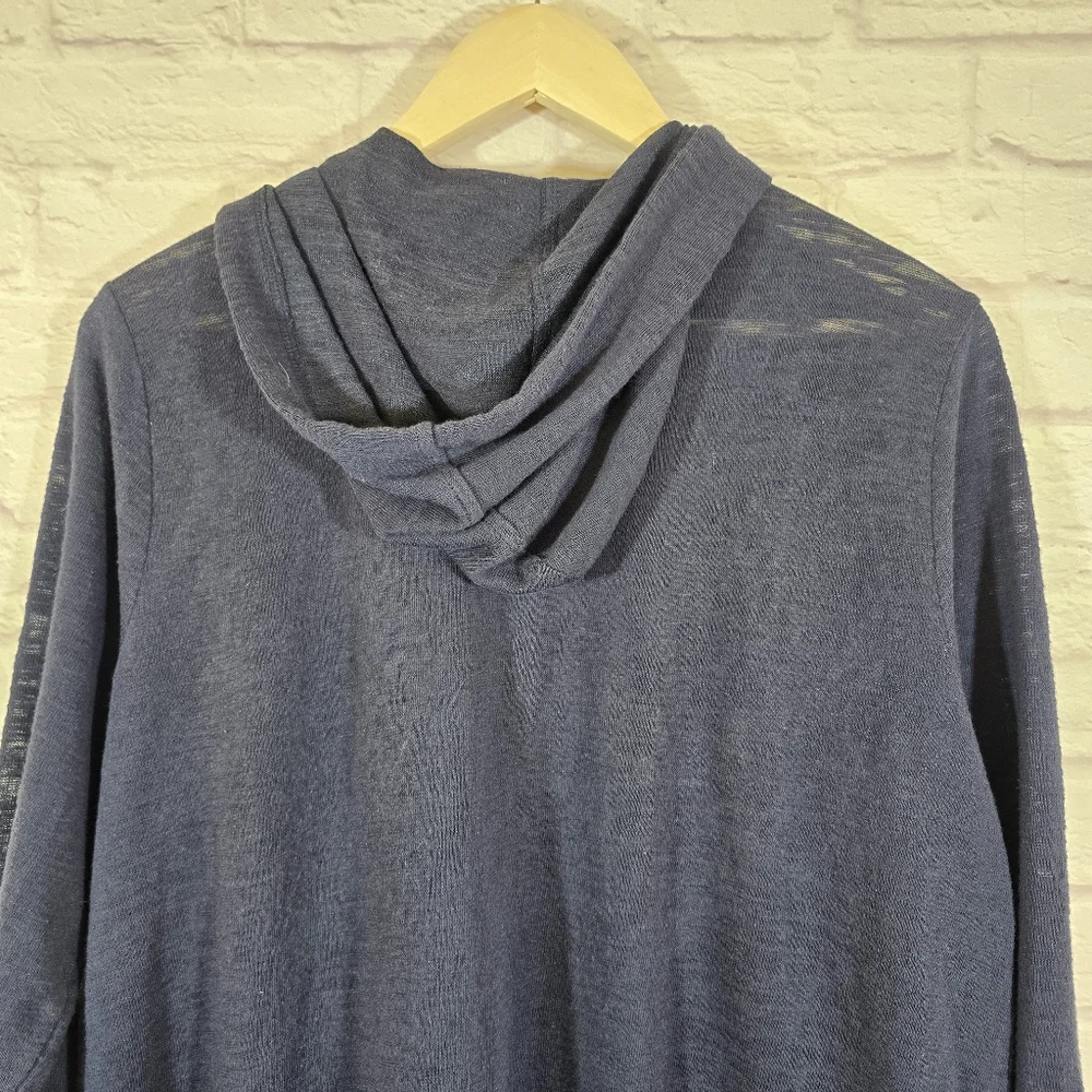 M Style & Co Sport Navy Hooded Cardigan with Pockets Size XL Lightweight Buttons - Picture 8 of 10